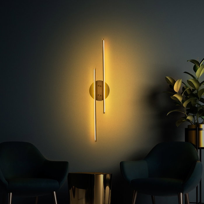Opviq Lámpara de pared Dorada con LED Integral